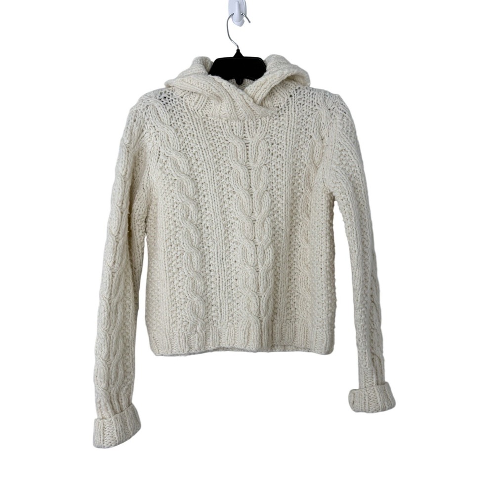 Vintage Y2K Banana Republic Chunky Cable Knit Fisherman Wool Cream Sweater Sz. M